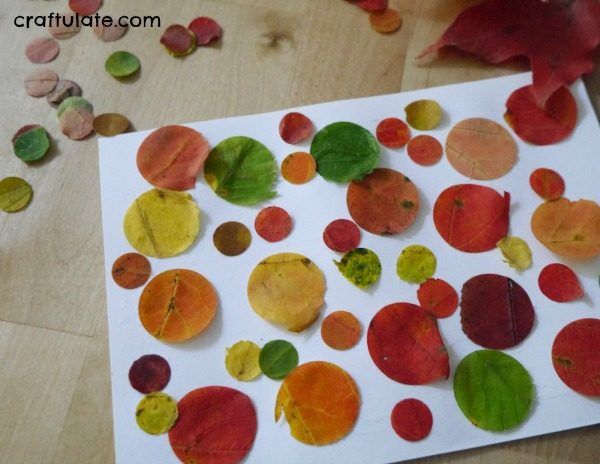 Paper Punch Real Leaf Collage - a fall art activity for kids