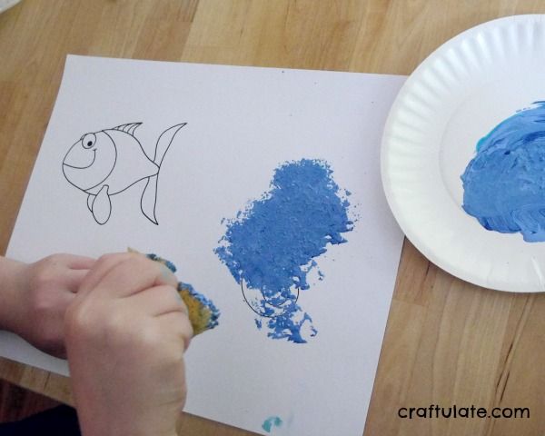 Sponge Painted Ocean Art - a textured art activity for kids
