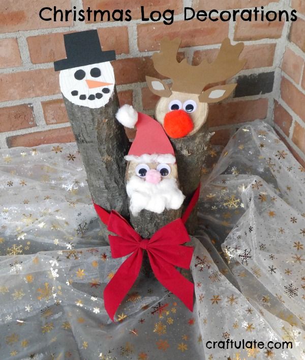 Christmas Log Decorations - kids will love decorating these reindeer, snowman and Santa logs!