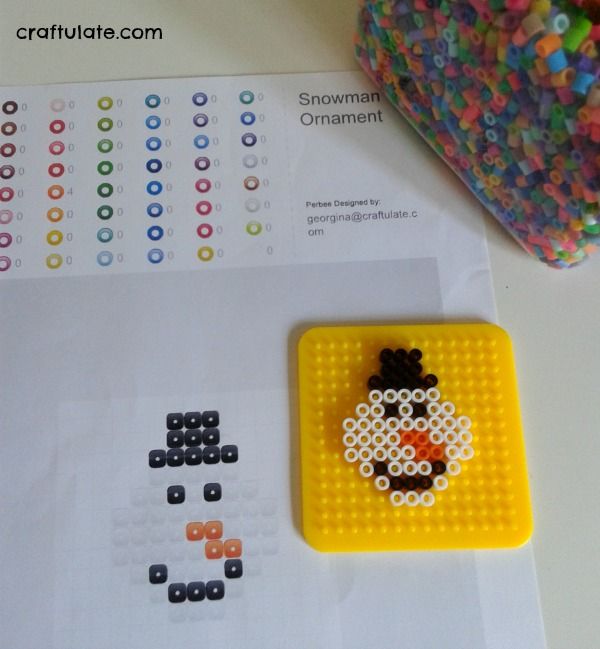 Christmas Perler Bead Ornaments - free printable with six festive designs