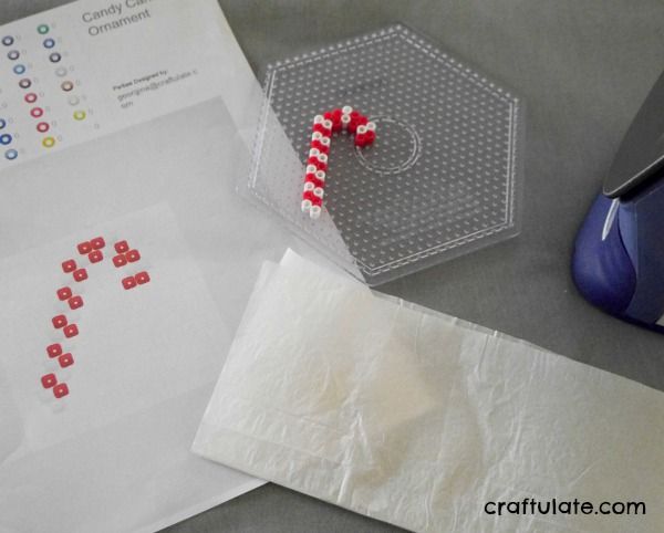 Christmas Perler Bead Ornaments - free printable with six festive designs