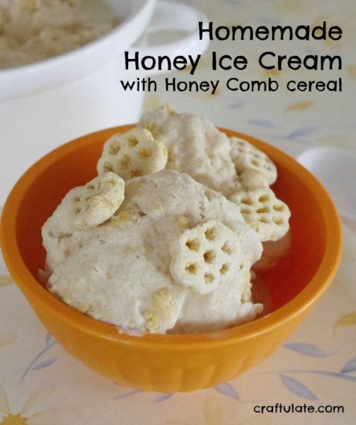 Homemade Honey Ice Cream with Honey Comb cereal