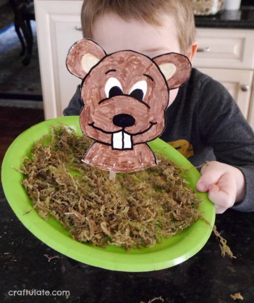 Paper Plate Groundhog Craft - a cute craft for kids to make
