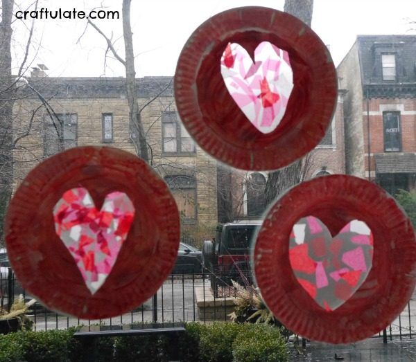 Paper Plate Heart Suncatcher - a fun crafts for kids of all ages for Valentine's Day!