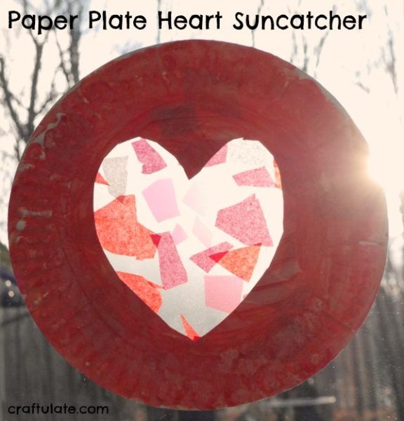 Paper Plate Heart Suncatcher - a fun crafts for kids of all ages for Valentine's Day!