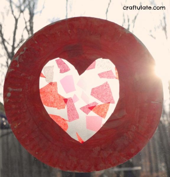 Paper Plate Heart Suncatcher - a fun crafts for kids of all ages for Valentine's Day!