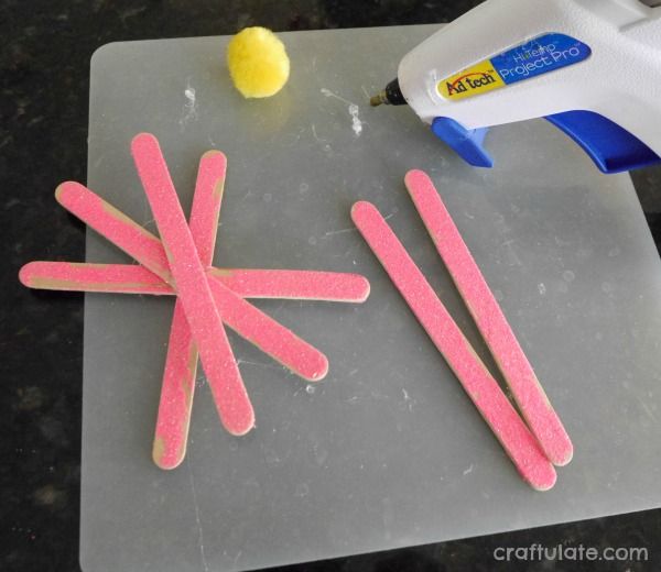 Glittery Craft Stick Flowers - a fun craft for kids to make