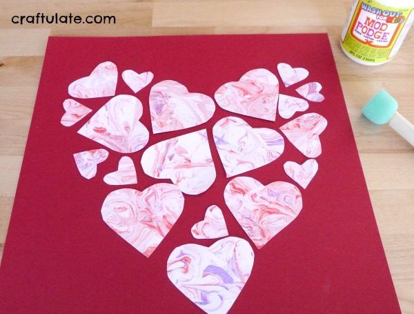 Marbled Heart Collage - a beautiful art project for Valentine's Day!