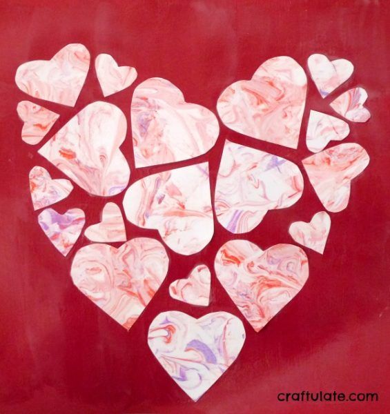 Marbled Heart Collage - a beautiful art project for Valentine's Day!