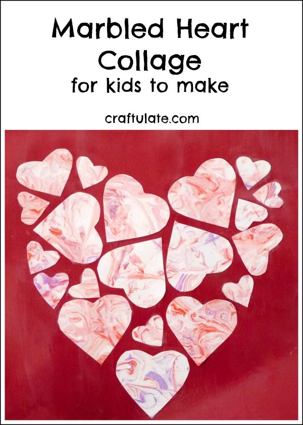 Marbled Heart Collage - a beautiful art project for Valentine's Day!