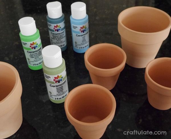 Color Block Painted Plant Pots - kids can help with this craft!