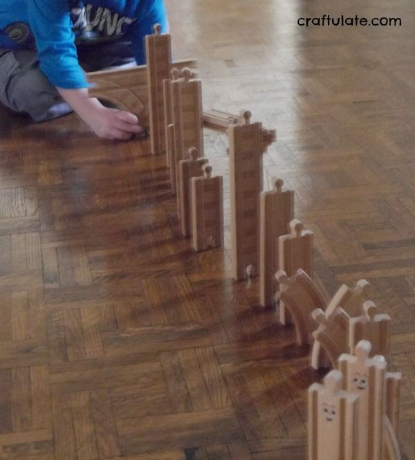 Wooden Train Track Dominoes - for fine motor practice, developing engineering skills, and FUN!