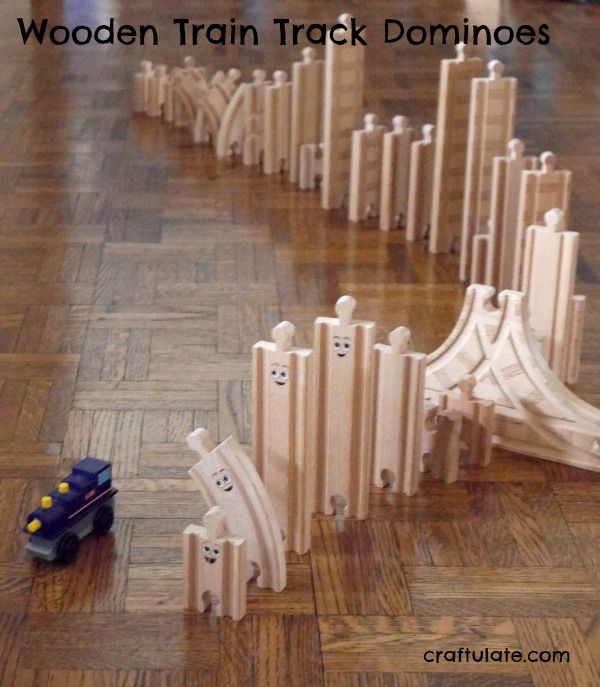 Wooden Train Track Dominoes - for fine motor practice, developing engineering skills, and FUN!