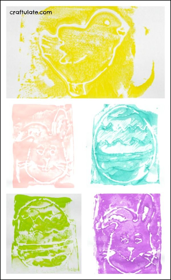 Easter Print Art for kids to make - using recycled Styrofoam sheets!