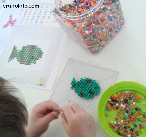 Perler Bead Fishing Game - a fun homemade toy for kids to make!