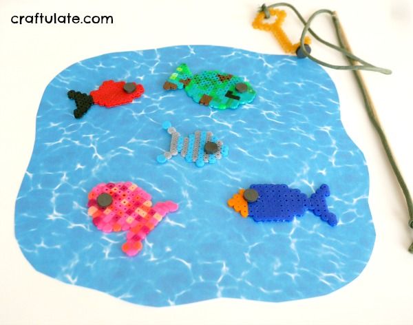 Perler Bead Fishing Game - a fun homemade toy for kids to make!