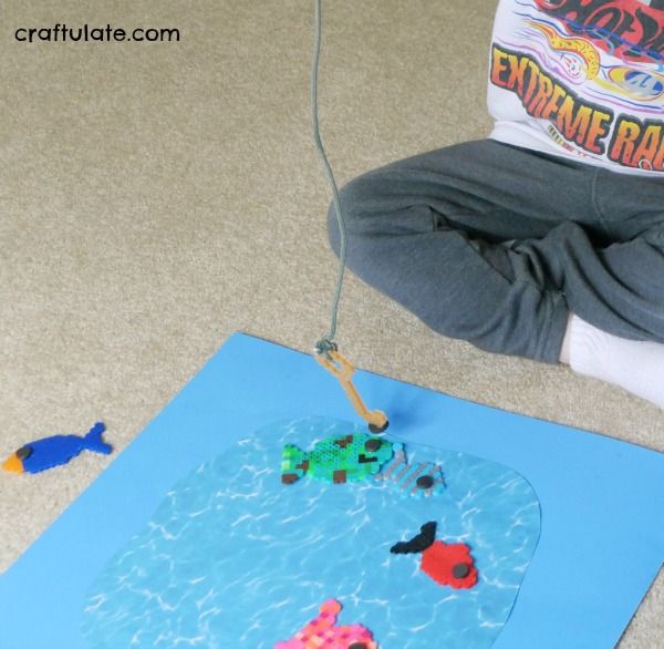 Perler Bead Fishing Game - a fun homemade toy for kids to make!