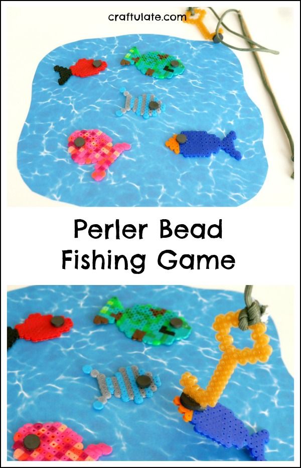 Perler Bead Fishing Game - a fun homemade toy for kids to make!