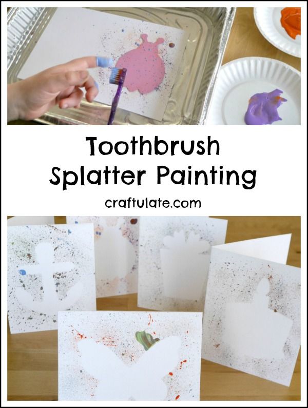 Toothbrush Splatter Painting - a fun way for kids to make art!