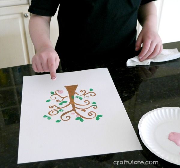 Fingerprint Tree Art - a spring art project for kids to make