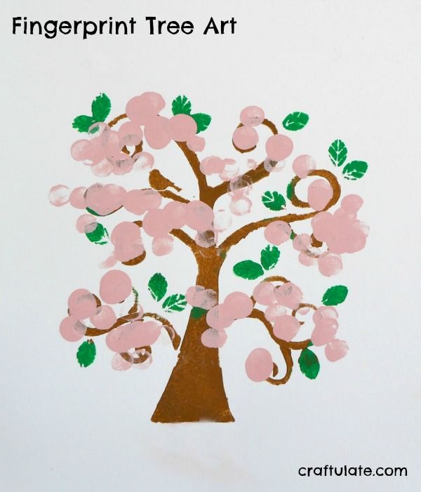 Fingerprint Tree Art - a spring art project for kids to make
