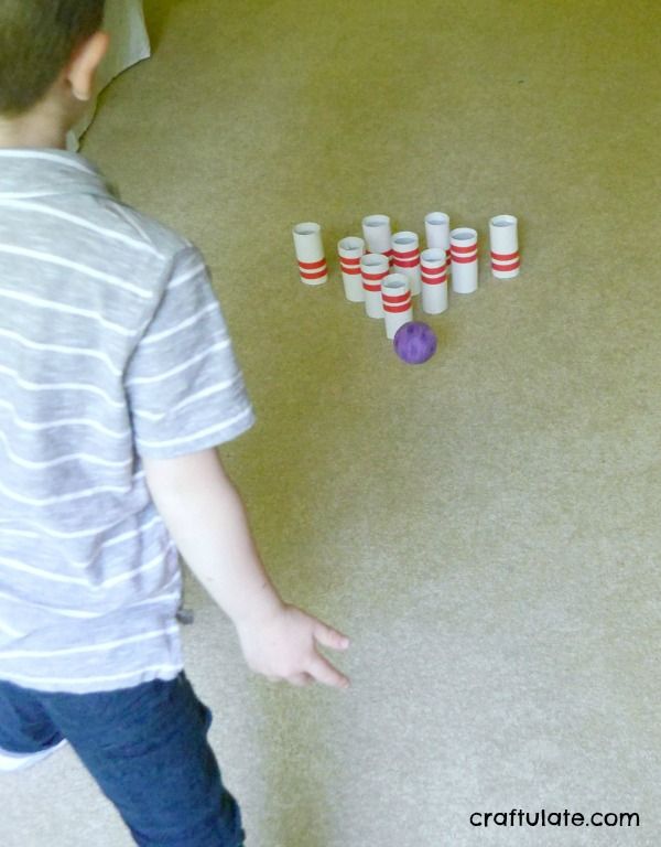 Cardboard Tube Bowling Game - a homemade toy to keep the kids entertained!