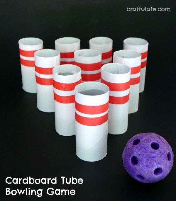 Cardboard Tube Bowling Game - a homemade toy to keep the kids entertained!