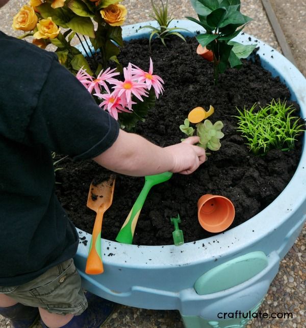 Gardening Sensory Bin - a fun activity for kids to explore and discover!