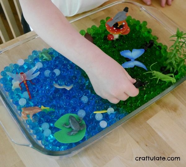 Park and Pond Water Bead Small World - sensory play activity for kids