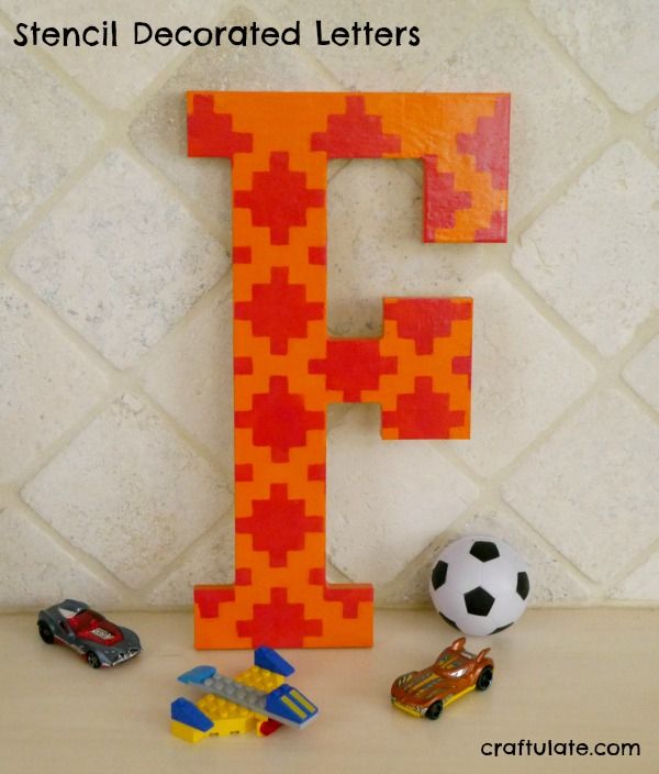 Stencil Decorated Letters - great for a kids' bedroom!