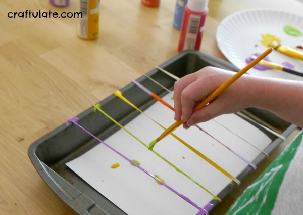 Painting with Rubber Bands - fun process art for kids!