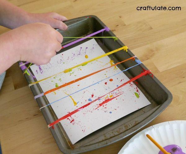 Painting with Rubber Bands - fun process art for kids!