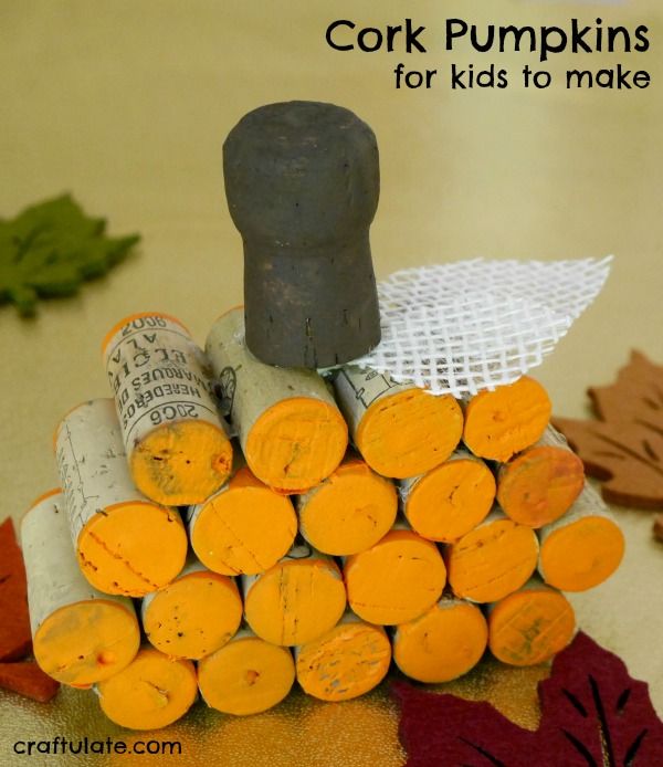 Cork Pumpkins for kids to make! A wonderful craft for the fall!