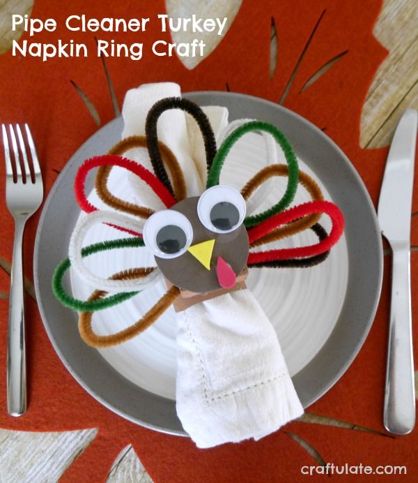 Pipe Cleaner Turkey Napkin Ring Craft - Thanksgiving craft for kids to make!