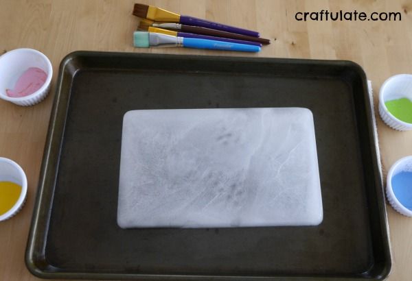 Painting On Ice - a winter art activity for kids!