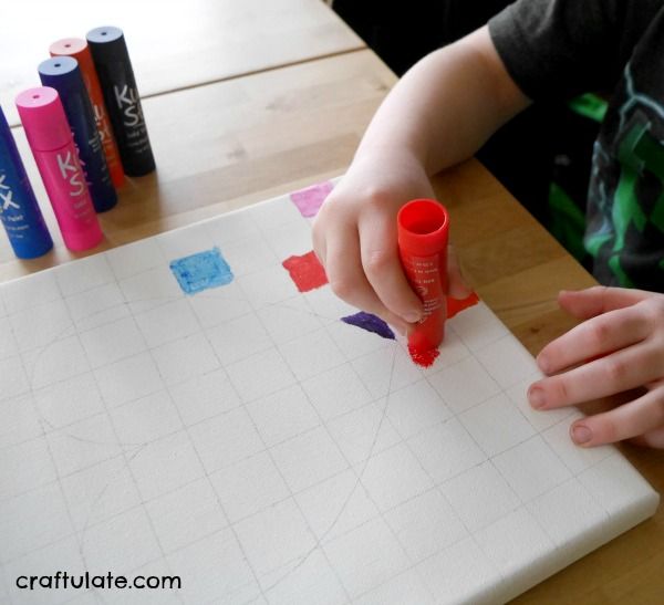 Valentine's Heart Op Art for Kids - using quick drying Kwik Stix!