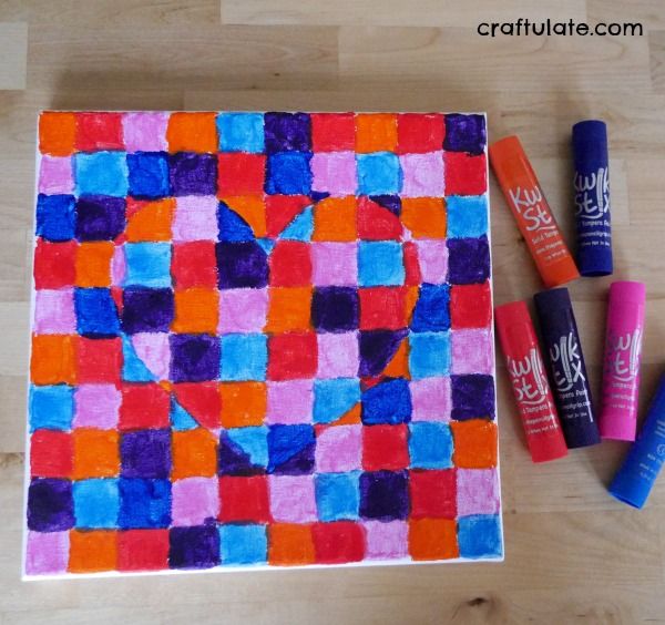 Valentine's Heart Op Art for Kids - using quick drying Kwik Stix!