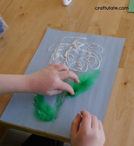 Feather Flower Craft - a fun spring craft for kids to make