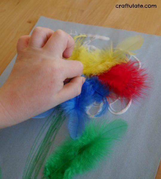 Feather Flower Craft - a fun spring craft for kids to make