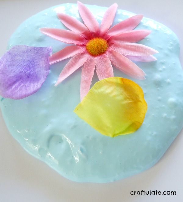 Spring Slime - sensory play recipe in pretty pastel colors