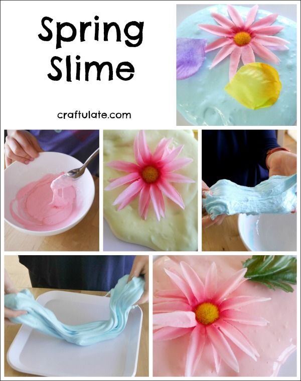 Spring Slime - sensory play recipe in pretty pastel colors