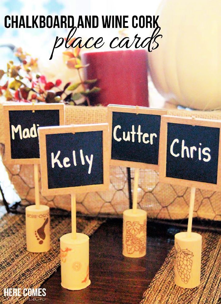 Chalkboard and Wine Cork Place Cards