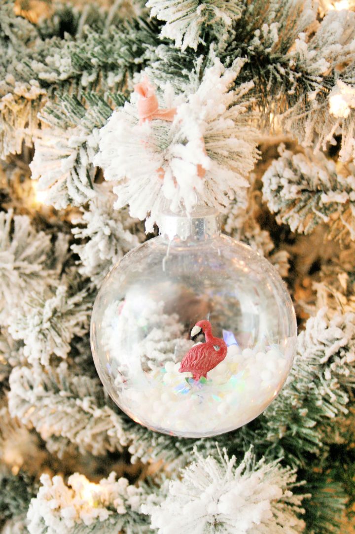DIY Flamingo Snow Globe Ornament