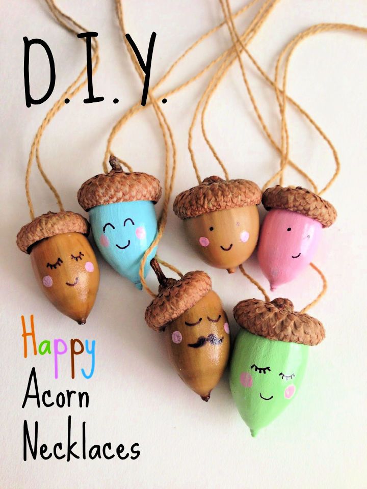 DIY Happy Acorn Necklaces