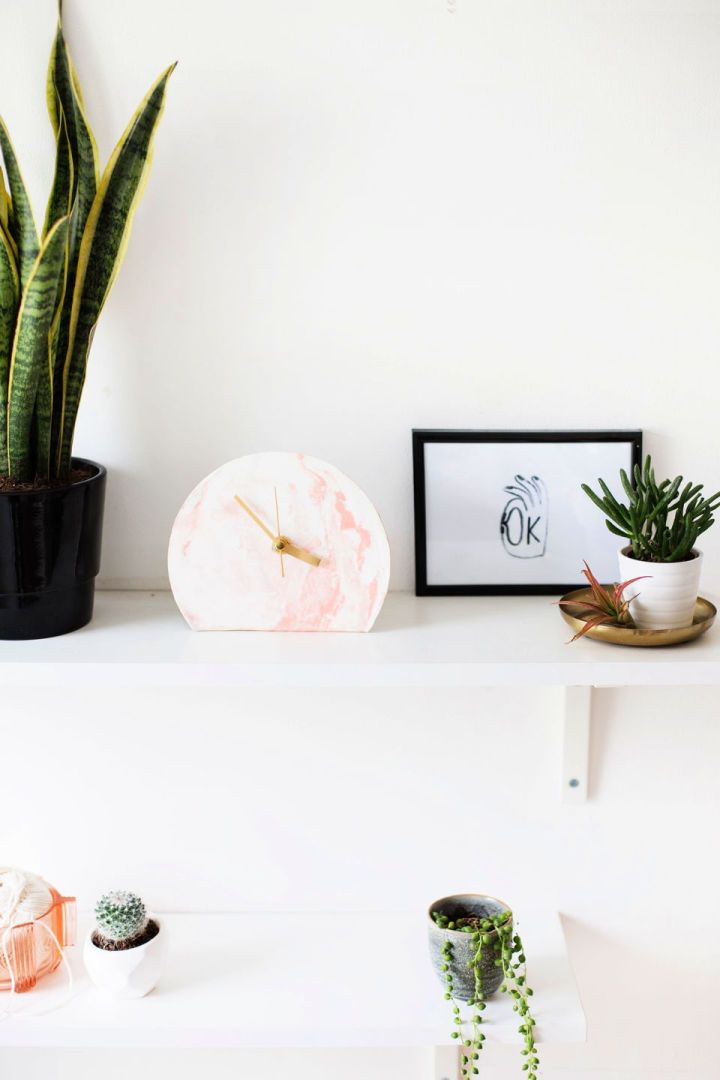 DIY Marbled Clay Standing Clock