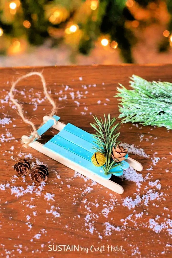 DIY Popsicle Stick Sled Ornament
