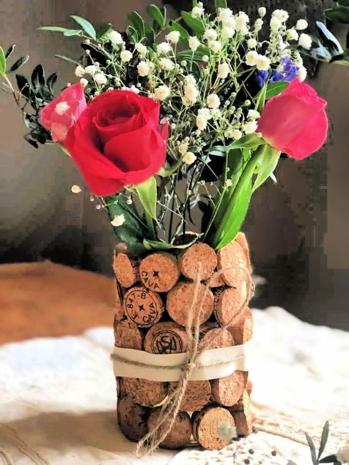 Wedding Centerpiece Made from Upcycled Corks