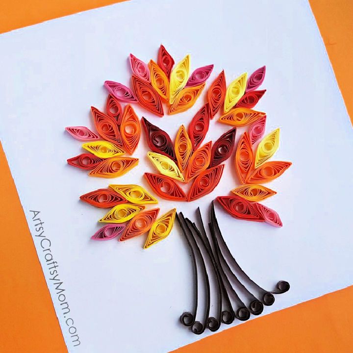 Easy Paper Quilling Fall Tree Craft