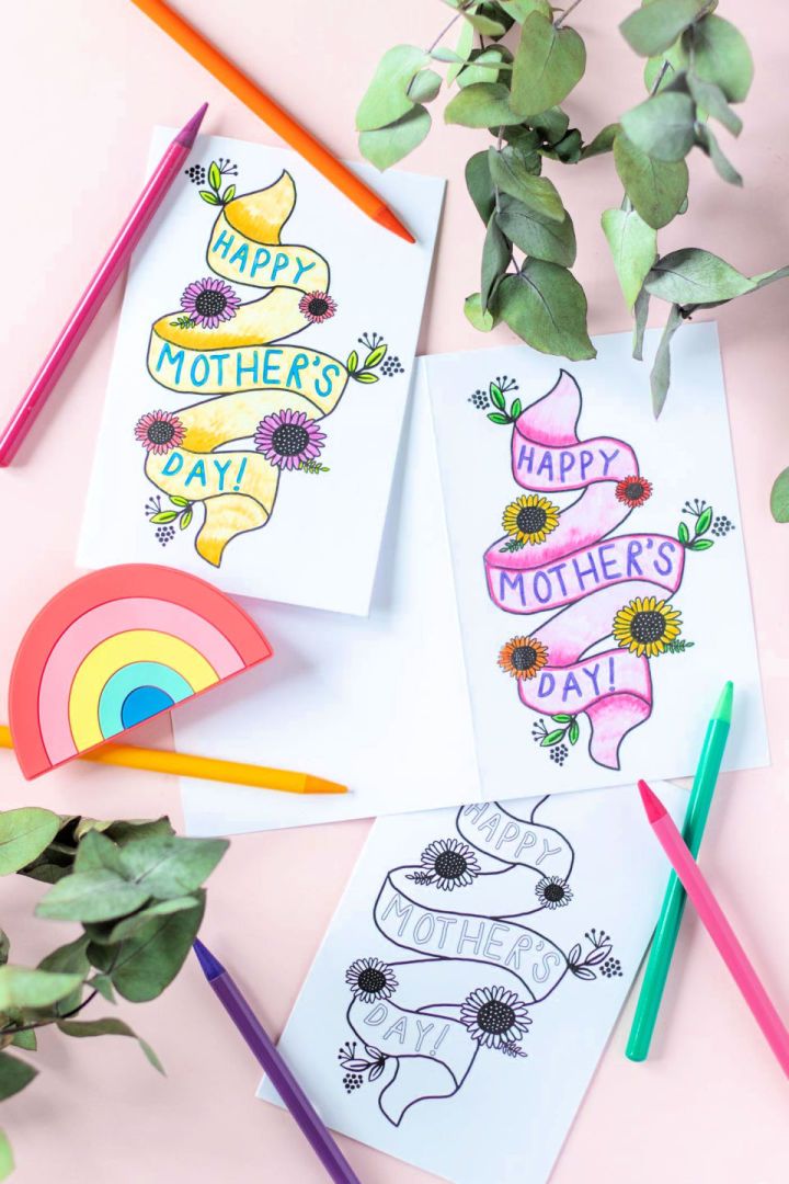Mothers Day Card Coloring Page