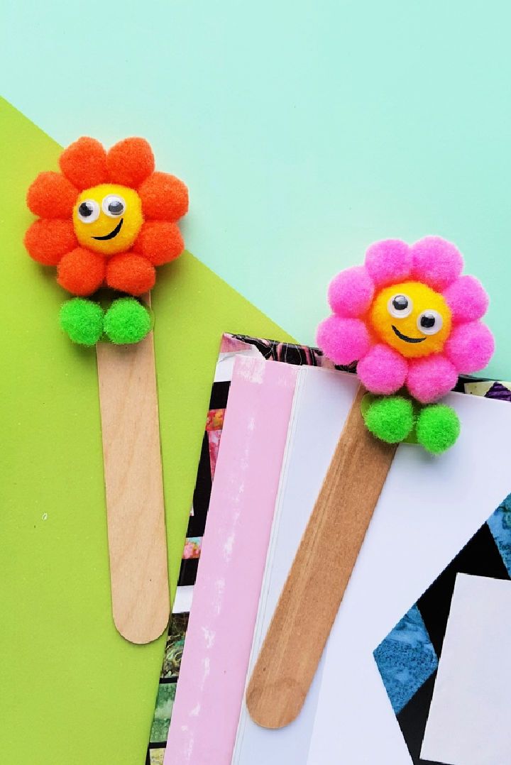 Pom Pom Flower Bookmark Craft